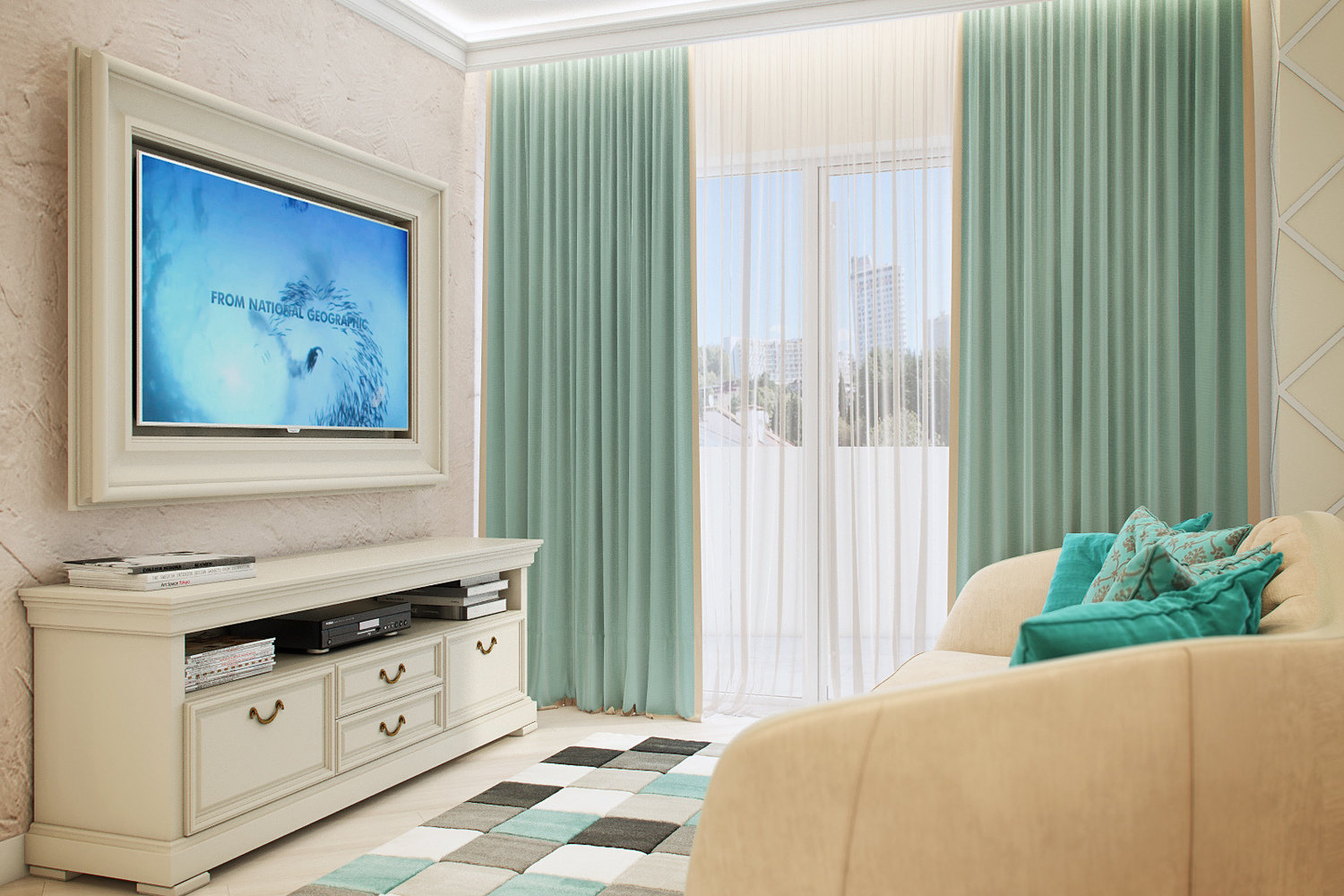 Фотография: Гостиная в стиле Классический, Современный, Квартира, Проект недели, Сочи, Евгения Матвеенко, FlatsDesign, Монолитный дом, 3 комнаты, Более 90 метров – фото на INMYROOM