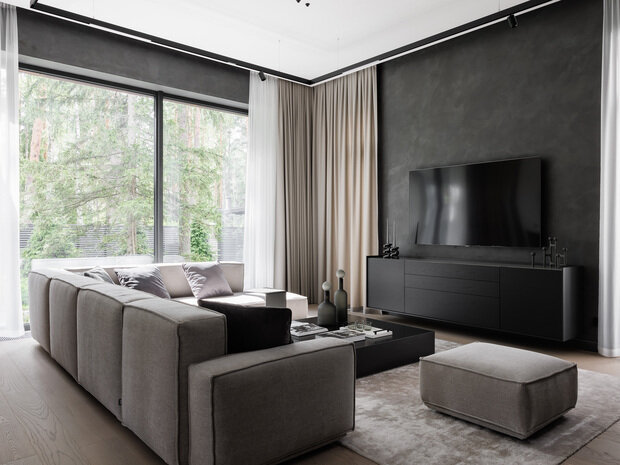 Фотография: Гостиная в стиле Современный, Минимализм, Дом, Проект дня, Санкт-Петербург, Дом и дача, Ленинградская область, 4 и больше, Более 90 метров, Юлия Скачкова – фото на INMYROOM