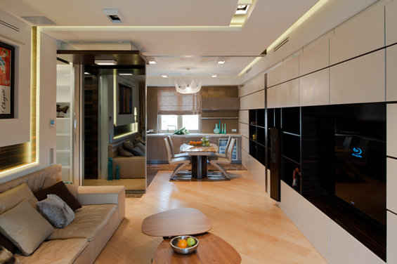 Фотография: Гостиная в стиле Современный, Хай-тек, Квартира, Дома и квартиры, Подсветка – фото на INMYROOM