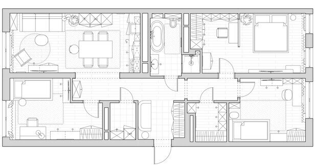 Фотография: Планировки в стиле , Квартира, Проект дня, 3 комнаты, Более 90 метров, Тюмень, современный с элементами лофта, эклектика с элементами классики, Анна Селиванова – фото на INMYROOM