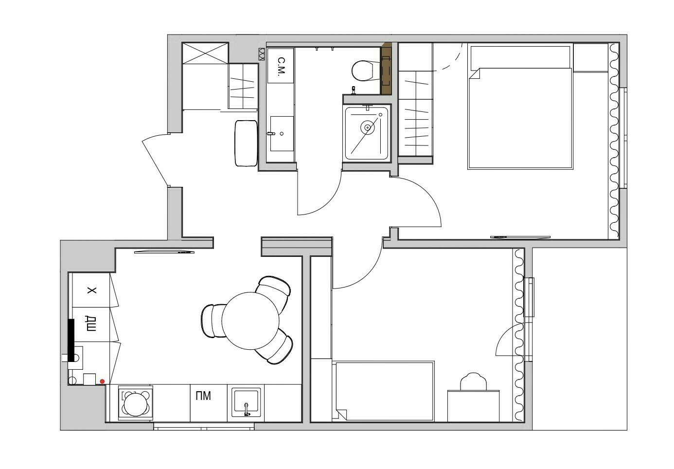 Фотография: Планировки в стиле , Современный, Квартира, Минимализм, Проект дня, Калининград, Монолитный дом, 2 комнаты, 40-60 метров, Юлия Смышляева – фото на INMYROOM Фотография: Планировки в стиле , Современный, Квартира, Минимализм, Проект дня, Калининград, Монолитный дом, 2 комнаты, 40-60 метров, Юлия Смышляева – фото на INMYROOM