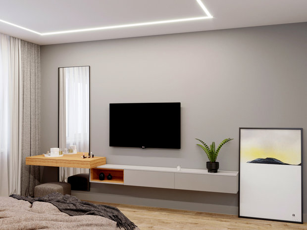 Визуализация интерьера спальни в стиле минимализм