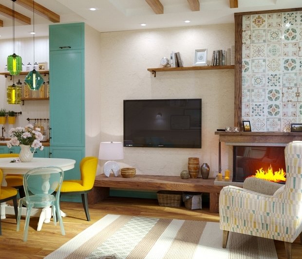 Фотография: Гостиная в стиле Прованс и Кантри, Дом, Проект недели, Дом и дача, Новосибирск, Таунхаус, Кирпичный дом, 4 и больше, 60-90 метров, Полина Степанова – фото на INMYROOM