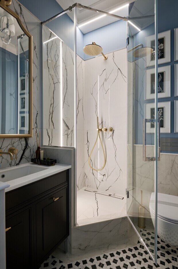 Фотография: Ванная в стиле Классический, Современный, Квартира, Проект дня, 3 комнаты, Более 90 метров, Эксклюзивные проекты, современный с элементами неоклассики, Новосибирская область, Кольцово – фото на INMYROOM