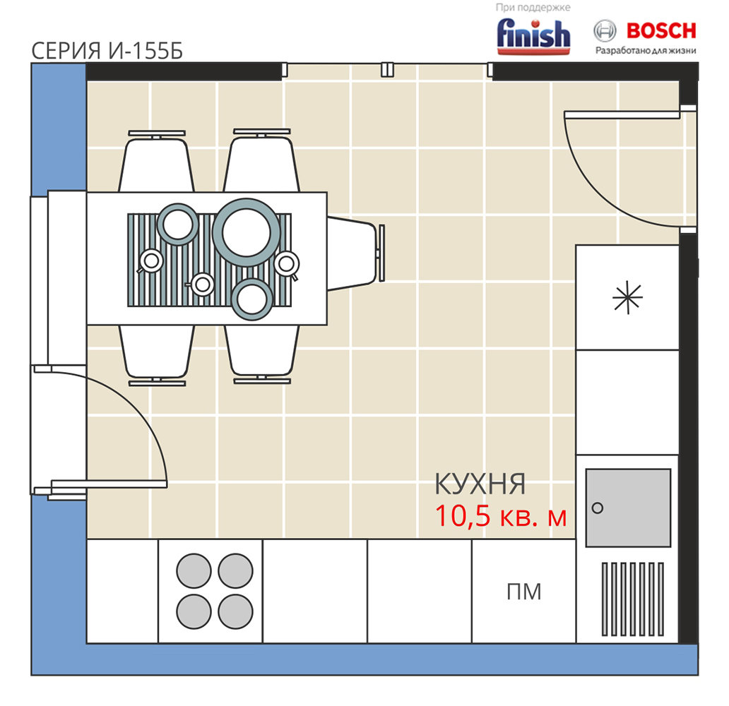 Фотография: Планировки в стиле , Кухня и столовая, Перепланировка, Анастасия Киселева, Максим Джураев, И-155Б, Панельный дом, Finish – фото на INMYROOM Фотография: Планировки в стиле , Кухня и столовая, Перепланировка, Анастасия Киселева, Максим Джураев, И-155Б, Панельный дом, Finish – фото на INMYROOM