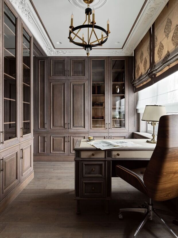 Фотография: Кабинет в стиле Классический, Современный, Эклектика, Квартира, Проект дня, 3 комнаты, 60-90 метров, Монолитно-кирпичный – фото на INMYROOM
