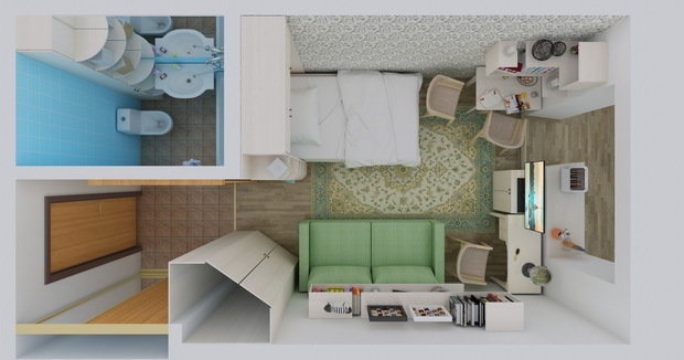 Фото из портфолио  Дизайн квартиры-студии 18 м² в скандинавском стиле – фотографии дизайна интерьеров на INMYROOM