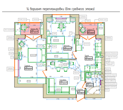 Фото из портфолио Проект "Перепланировка 2х комнатной квартиры" – фотографии дизайна интерьеров на INMYROOM
