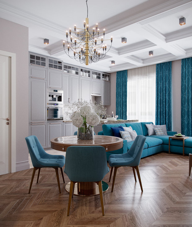 Фотография: Кухня и столовая в стиле Классический, Современный, Квартира, Проект недели, Химки, Екатерина Попова, Московская область, Студия 3.14, Тимур Абдрахманов, Борис Комаровский, новостройка, Алена Горшкова, Монолитный дом, 4 и больше, Более 90 метров – фото на INMYROOM