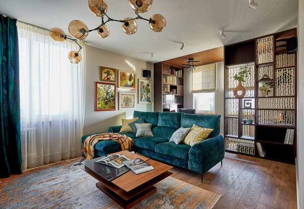 Фотография: Гостиная в стиле Восточный, Эклектика, Квартира, Проект недели, Москва, 4 и больше, Более 90 метров, Бюро IVA – фото на INMYROOM