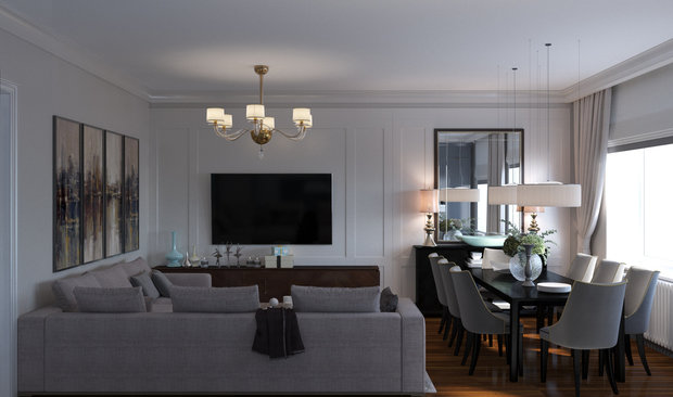 Фото из портфолио Квартира - современная классика. 1905 г. Гостиная. – фотографии дизайна интерьеров на INMYROOM