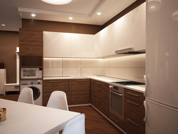 Фото из портфолио Кухонная зона 3-к квартира по ул.Шамшурина – фотографии дизайна интерьеров на INMYROOM