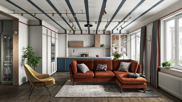 Фотография: Гостиная в стиле Современный, Эклектика, Квартира, Проект дня, Санкт-Петербург, ToTaste Studio, 3 комнаты, 60-90 метров, Более 90 метров – фото на INMYROOM