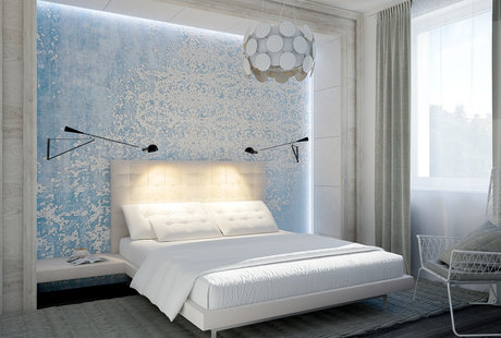 Дизайн спальни в нежных тонах 