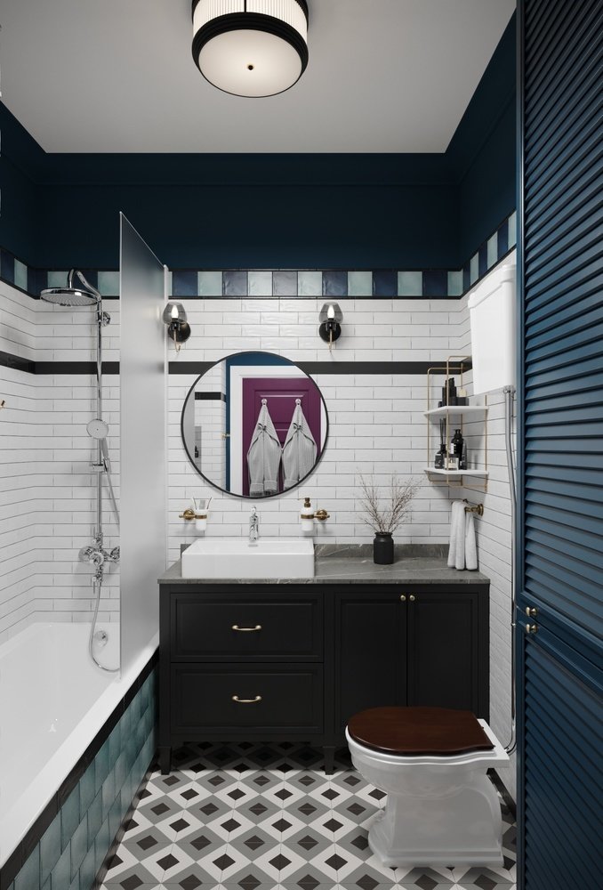 Фотография: Ванная в стиле Современный, Эклектика, Квартира, Проект недели, Москва, 3 комнаты, 60-90 метров, Более 90 метров, Олеся Березовская, DesignStudio13 – фото на INMYROOM Фотография: Ванная в стиле Современный, Эклектика, Квартира, Проект недели, Москва, 3 комнаты, 60-90 метров, Более 90 метров, Олеся Березовская, DesignStudio13 – фото на INMYROOM