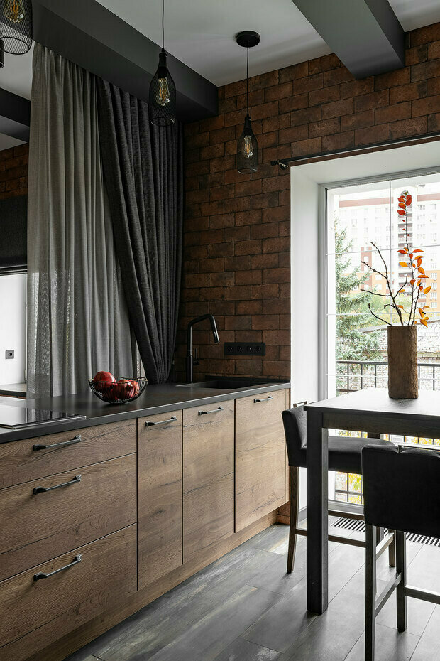 Фотография: Кухня и столовая в стиле Лофт, Малогабаритная квартира, Квартира, Студия, Проект недели, Москва, Марина Саркисян, до 40 метров – фото на INMYROOM
