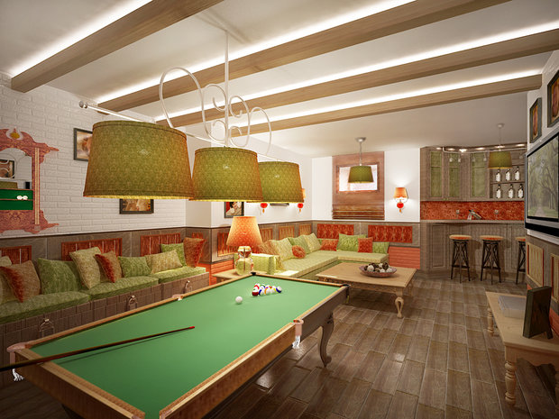 Фото из портфолио Дизайн бильярдной комнаты – фотографии дизайна интерьеров на INMYROOM
