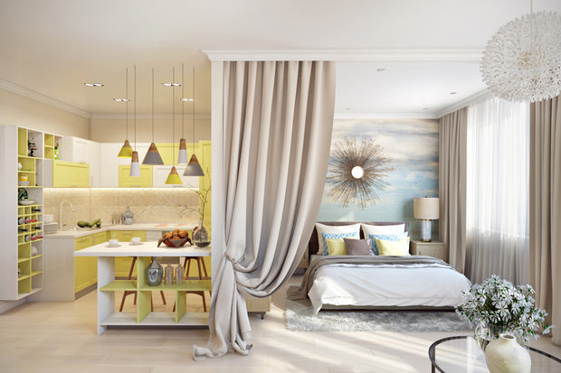 Фото из портфолио Нежная студия для художницы – фотографии дизайна интерьеров на INMYROOM