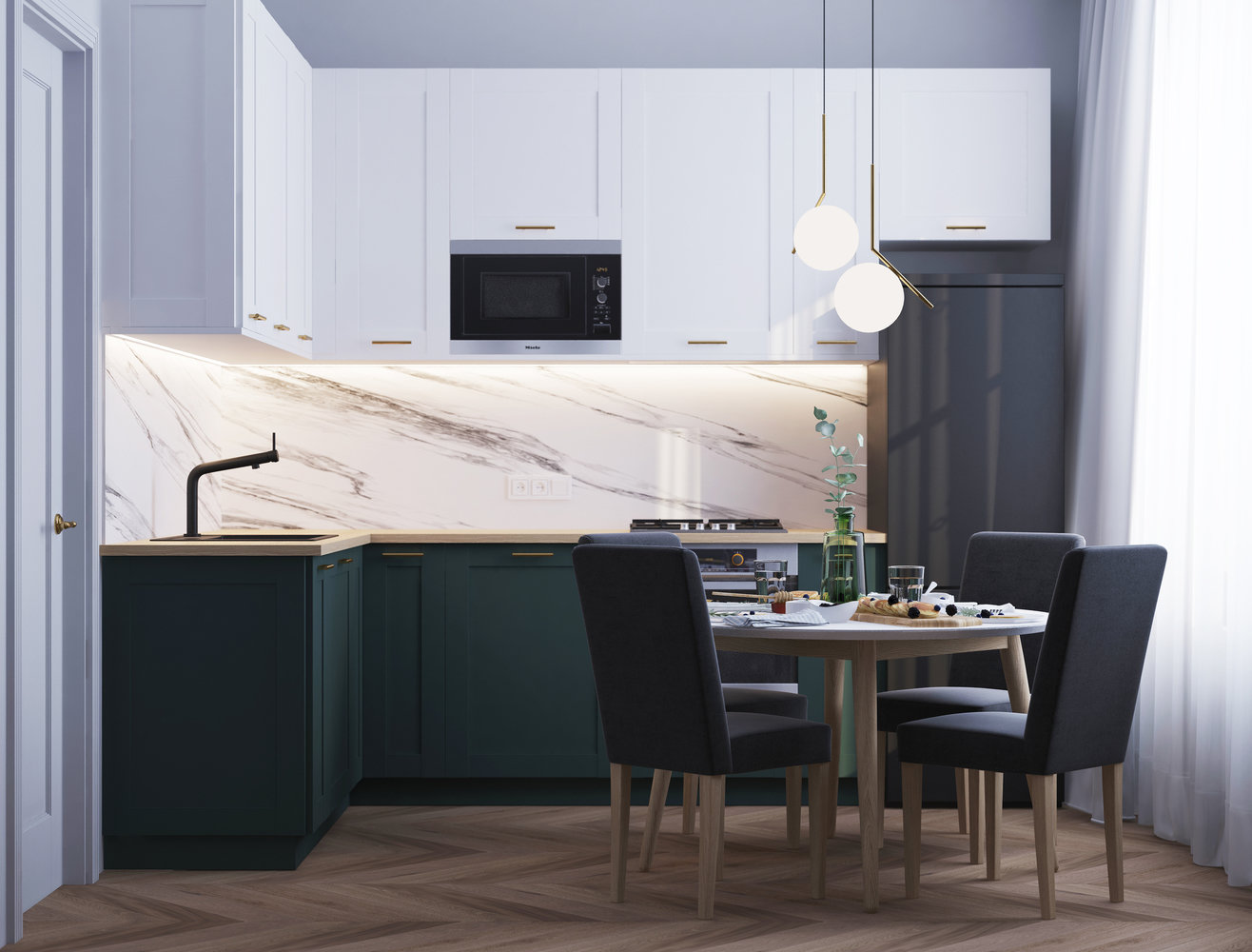 Фотография: Кухня и столовая в стиле Современный, Квартира, Проект недели, Санкт-Петербург, 2 комнаты, 40-60 метров, Bobo.space – фото на INMYROOM