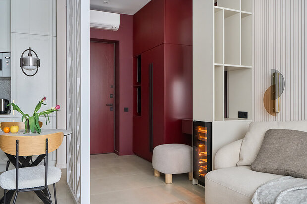 Фотография: Гостиная в стиле Современный, Квартира, Проект дня, Москва, 1 комната, 40-60 метров, минимализм, современный, Мария Куймазова – фото на INMYROOM