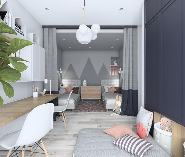 Фотография: Детская в стиле Скандинавский, Квартира, Проект недели, Балашиха, Монолитный дом, 4 и больше, Более 90 метров, Нина Шуберт – фото на INMYROOM