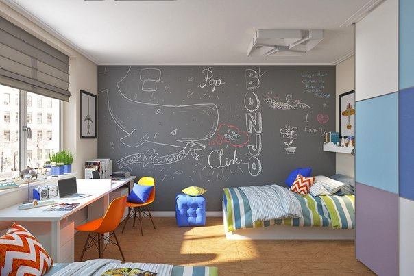 Фото из портфолио Детская комната с грифельной стеной – фотографии дизайна интерьеров на INMYROOM