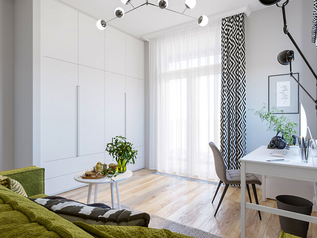 Фотография: Кабинет в стиле Скандинавский, Современный, Квартира, Проект недели, Москва, 3 комнаты, Более 90 метров, Наталия Васильева – фото на INMYROOM