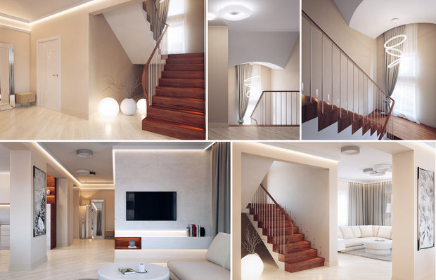 Визуализация интерьера прихожей в современном стиле с элементами минимализма