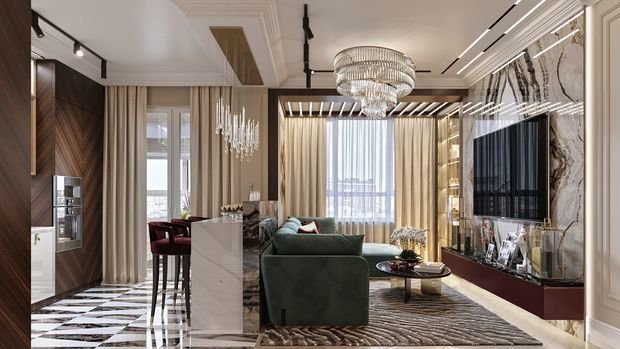 Фото из портфолио Квартира 118,2 м² в ЖК Тимирязевский: компромисс мужского и женского: баланс резких форм и мягких линий – фотографии дизайна интерьеров на INMYROOM