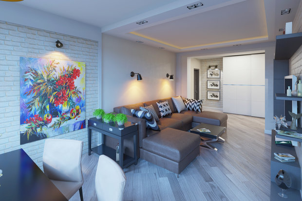 Фото из портфолио Современная квартира с мужским характером – фотографии дизайна интерьеров на INMYROOM