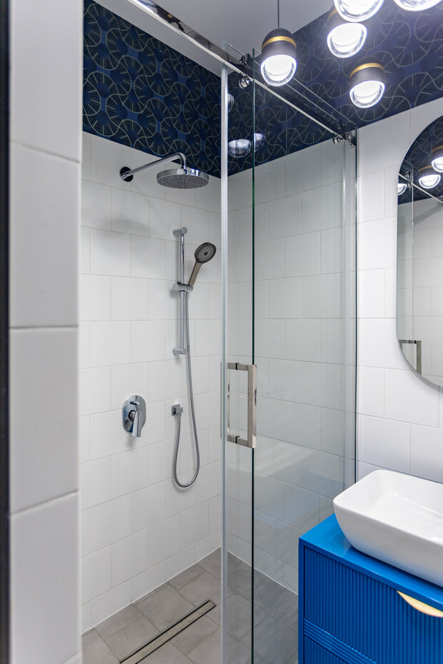 Фотография: Ванная в стиле Современный, Эклектика, Малогабаритная квартира, Квартира, Студия, Проект дня, Москва, Кирпичный дом, до 40 метров, современный с элементами ар-деко – фото на INMYROOM