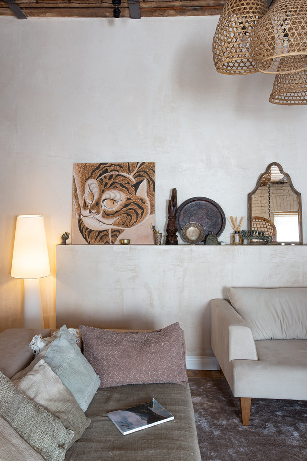 Фотография: Гостиная в стиле Эклектика, Эко, Квартира, Проект недели, Санкт-Петербург, 3 комнаты, Более 90 метров, Эли Гордеева, интерьер в балийском стиле, стиль Бали, атмосфера Бали в интерьере – фото на INMYROOM