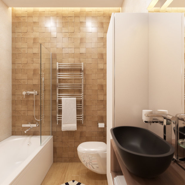 Фотография: Ванная в стиле Эко, Современный, Эклектика, Квартира, Проект недели, Монолитный дом, 3 комнаты, 60-90 метров, Москав, Liberta Interior, Инна Кликина – фото на INMYROOM