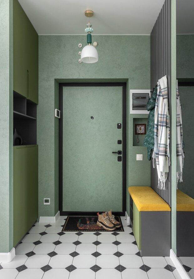 Фотография: Прихожая в стиле Скандинавский, Современный, Эклектика, Квартира, Проект недели, Санкт-Петербург, Кирпичный дом, 2 комнаты, 60-90 метров, Levchenkova design, Яна Левченкова – фото на INMYROOM