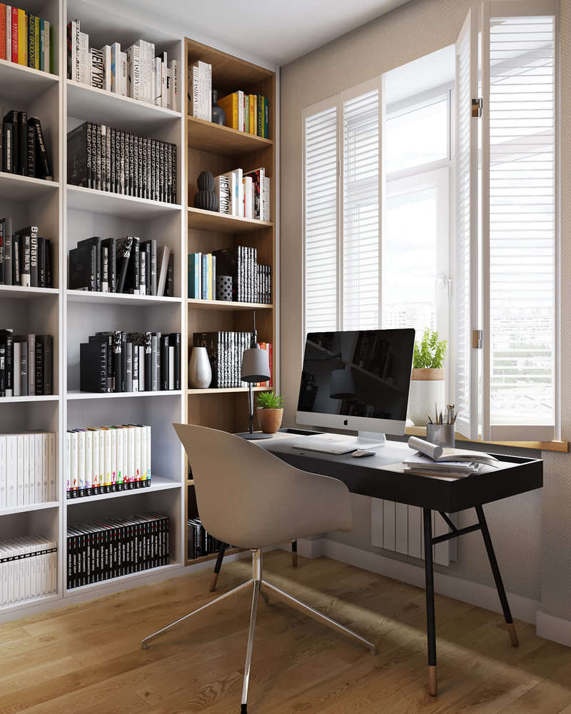 Фотография: Кабинет в стиле Современный, Квартира, Проект дня, Москва, Студия 3.14, Сталинка, 3 комнаты, 60-90 метров, Марина Козлякова – фото на INMYROOM