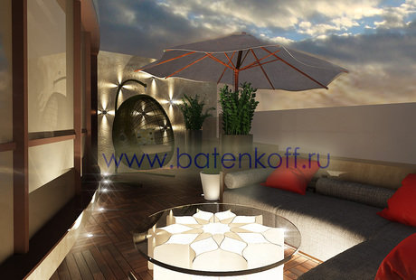Дизайн проект балкона в двух уровневом пентхаусе в ЖК Антарес от Батенькофф