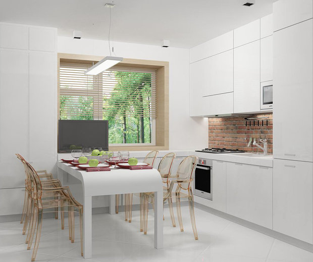 Фото из портфолио Кухня белая с ярким акцентом – фотографии дизайна интерьеров на INMYROOM