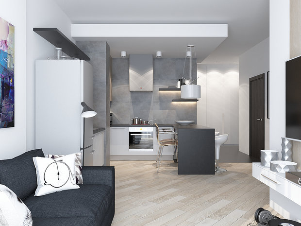 Фото из портфолио Все по-минимуму...Квартира для молодой пары – фотографии дизайна интерьеров на INMYROOM