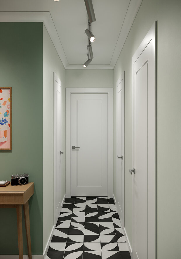 Фотография: Прихожая в стиле Современный, Скандинавский, Проект дня, Москва, Ирина Собыленская, Хрущевка, Кирпичный дом, 2 комнаты, до 40 метров, современный с элементами лофта и эко – фото на INMYROOM