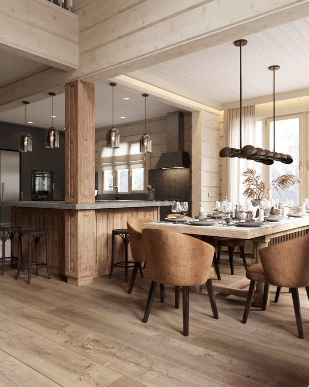 Фото из портфолио Загородный дом из бруса в поселке Смолячково – фотографии дизайна интерьеров на INMYROOM