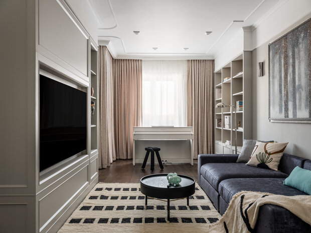 Фотография: Гостиная в стиле Классический, Современный, Эклектика, Квартира, Проект дня, Москва, 4 и больше, Более 90 метров, Татьяна Казанцева – фото на INMYROOM