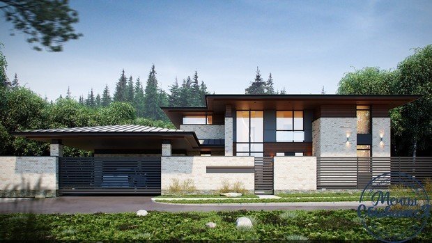 Фото из портфолио Современный двухэтажный дом с панорамными окнами – фотографии дизайна интерьеров на INMYROOM