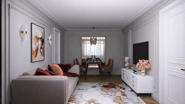 Фото из портфолио Гостиная-столовая неоклассика – фотографии дизайна интерьеров на INMYROOM