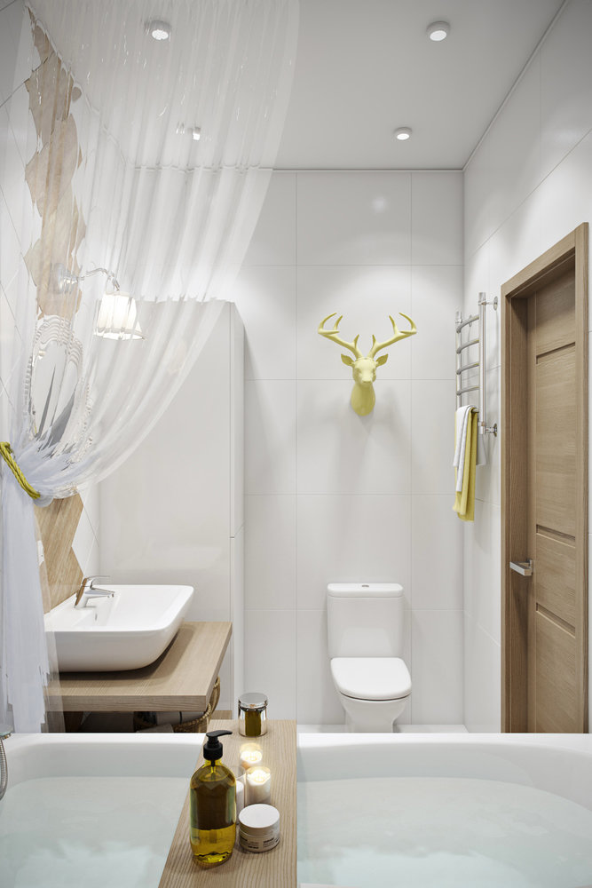 Фотография: Ванная в стиле Скандинавский, Квартира, Проект недели, 1 комната, до 40 метров, Ольга Буравкова, Монолитно-кирпичный, ЖК «Прима-Парк» – фото на INMYROOM