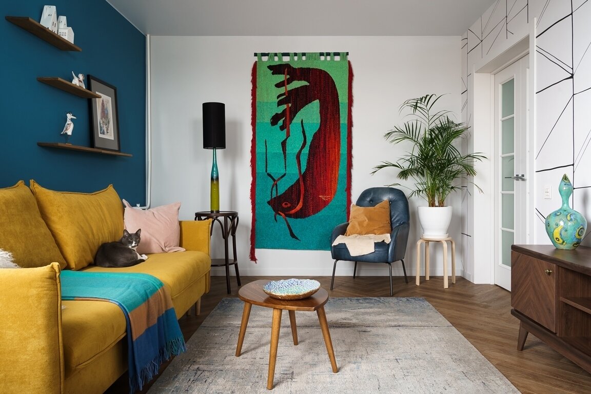 Фотография: Гостиная в стиле Современный, Квартира, Проект недели, Москва, 2 комнаты, 40-60 метров, Мила Генч – фото на INMYROOM Фотография: Гостиная в стиле Современный, Квартира, Проект недели, Москва, 2 комнаты, 40-60 метров, Мила Генч – фото на INMYROOM