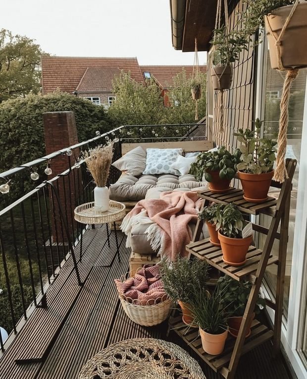 Терраса в стиле бохо с элементами эко