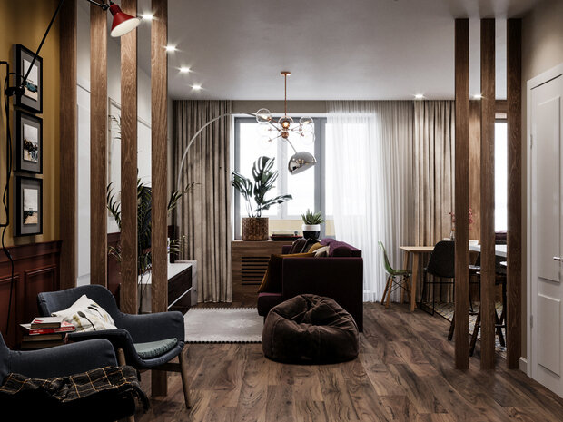 Фотография: Гостиная в стиле Современный, Эклектика, Квартира, Проект недели, Санкт-Петербург, 3 комнаты, Более 90 метров, VizDiz, Илона Ореховская – фото на INMYROOM