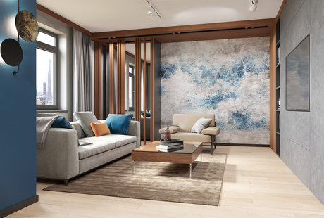 Квартира в ЖК Город "Облака из микроцемента и состаренная Медь"