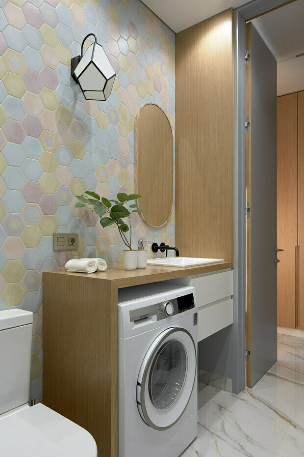 Фотография: Ванная в стиле Современный, Минимализм, Эко, Квартира, Проект недели, Монолитный дом, 2 комнаты, 40-60 метров, Студия дизайна интерьеров Алексея Сушкова, Алексей Сушков, Белгород – фото на INMYROOM