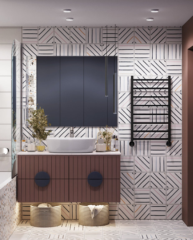 Фото из портфолио Яркий санузел для большой семьи – фотографии дизайна интерьеров на INMYROOM